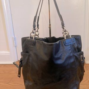 Coach leather tote, black